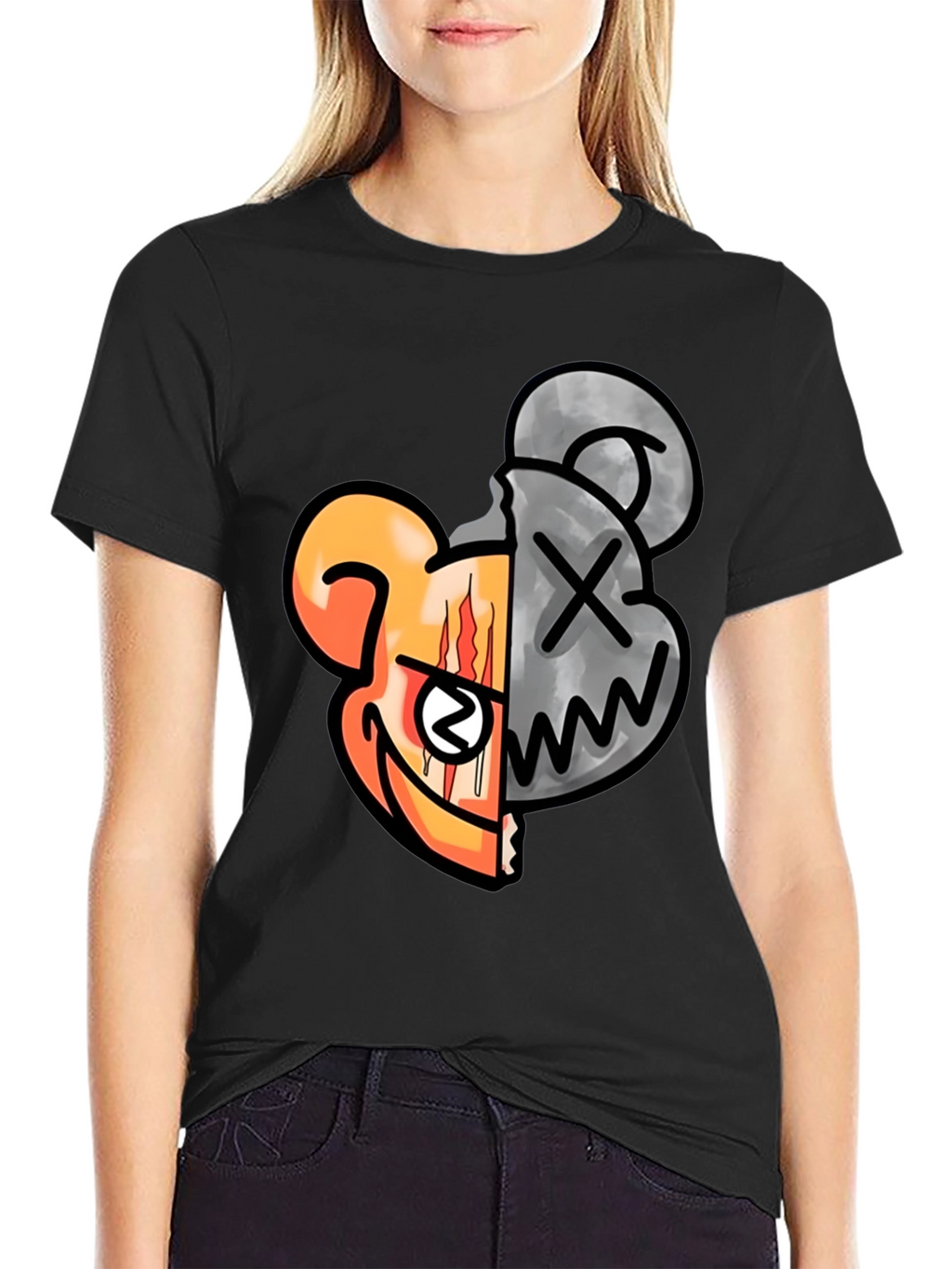 Graphic Print Crew Neck T-Shirt - Unique Design