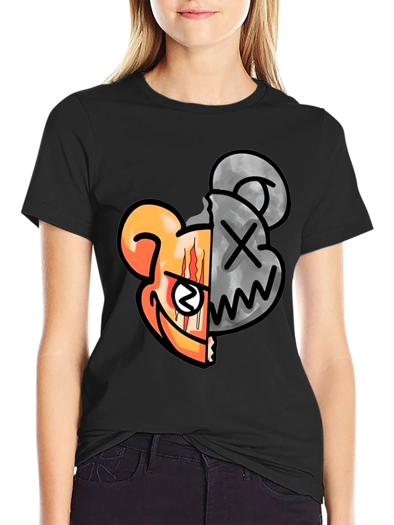 Graphic Print Crew Neck T-Shirt - Unique Design