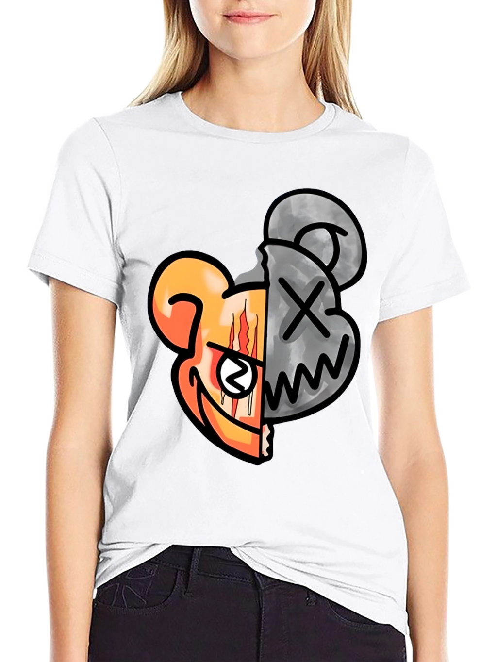 Graphic Print Crew Neck T-Shirt - Unique Design