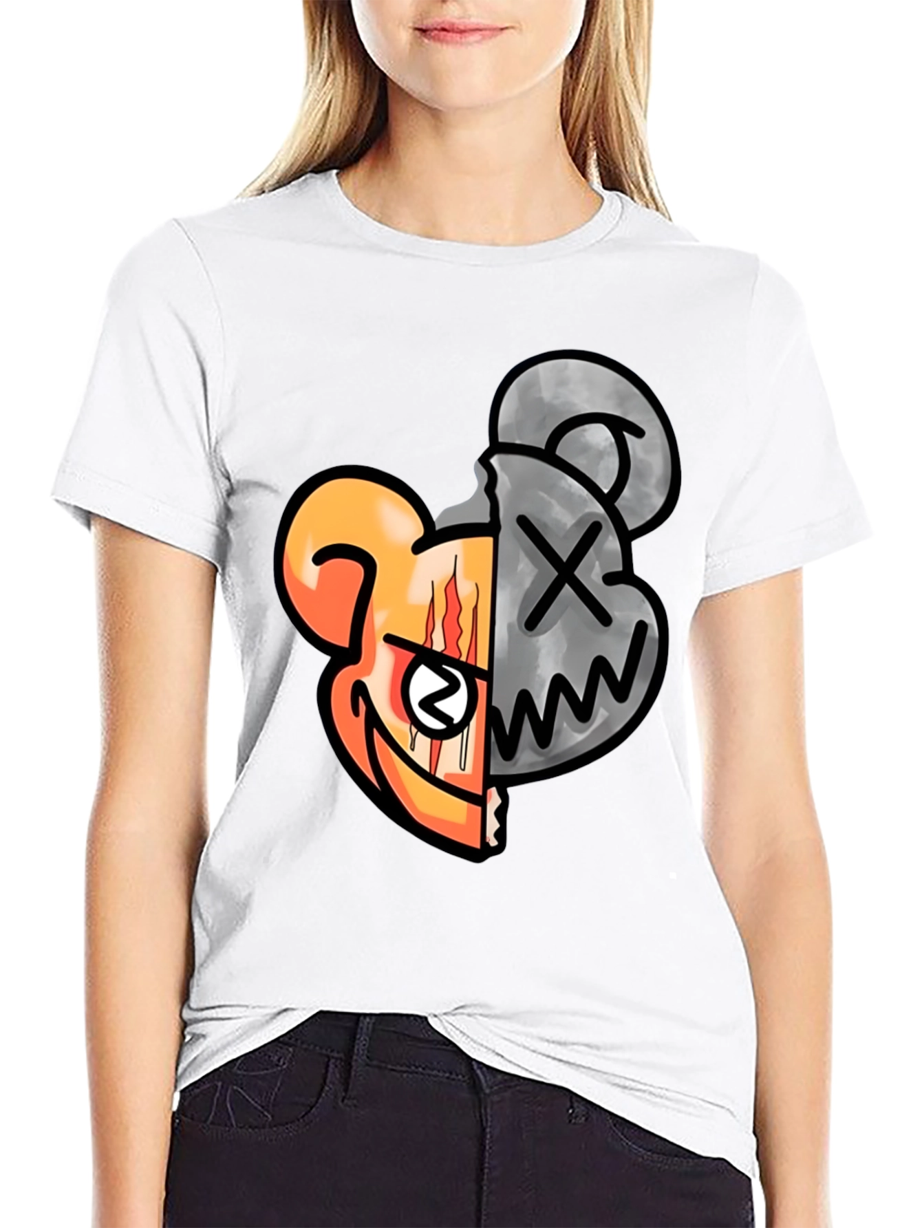 Graphic Print Crew Neck T-Shirt - Unique Design