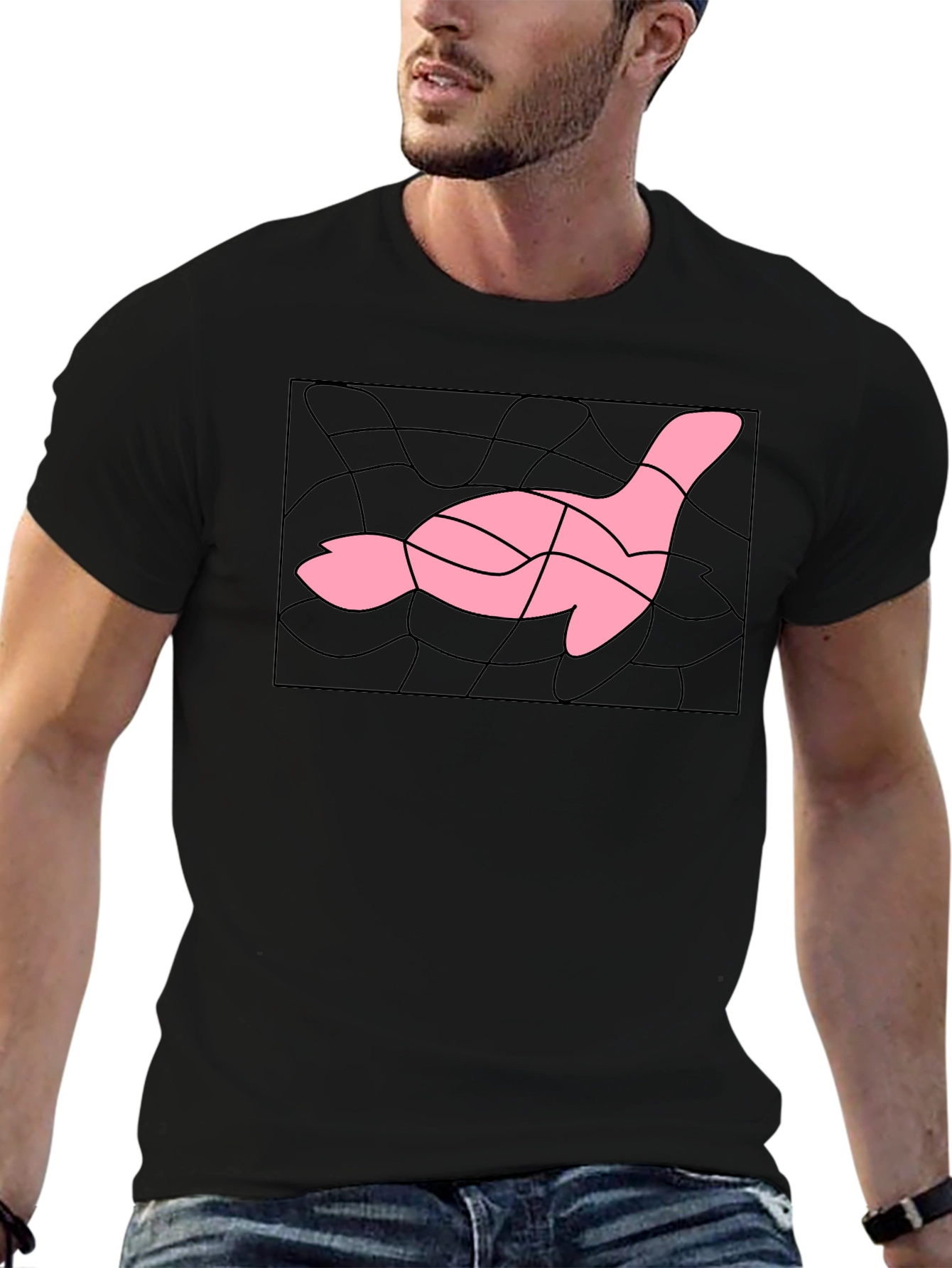 Abstract Pink Goose T-Shirt - Stylish Graphic Tee