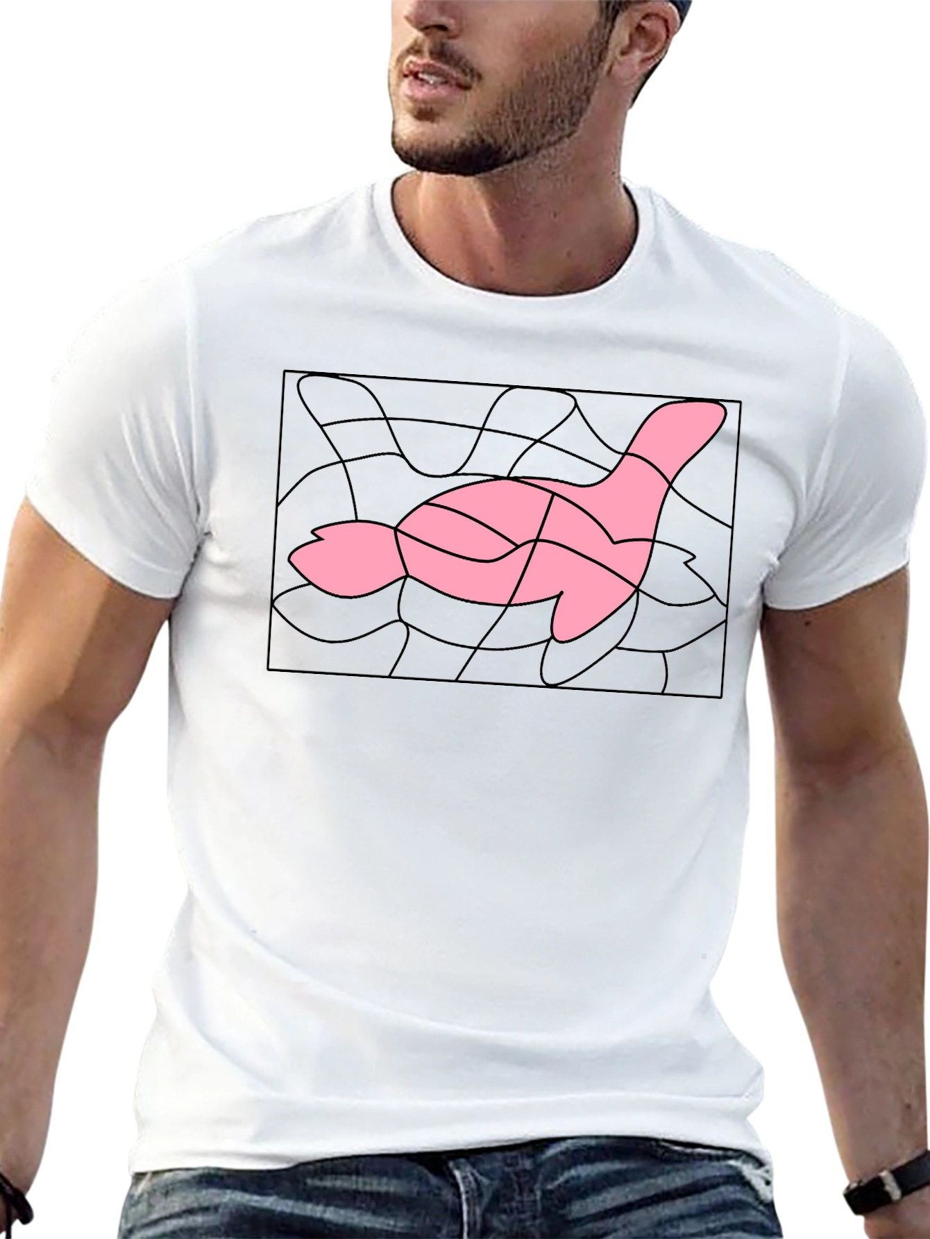 Abstract Pink Goose T-Shirt - Stylish Graphic Tee