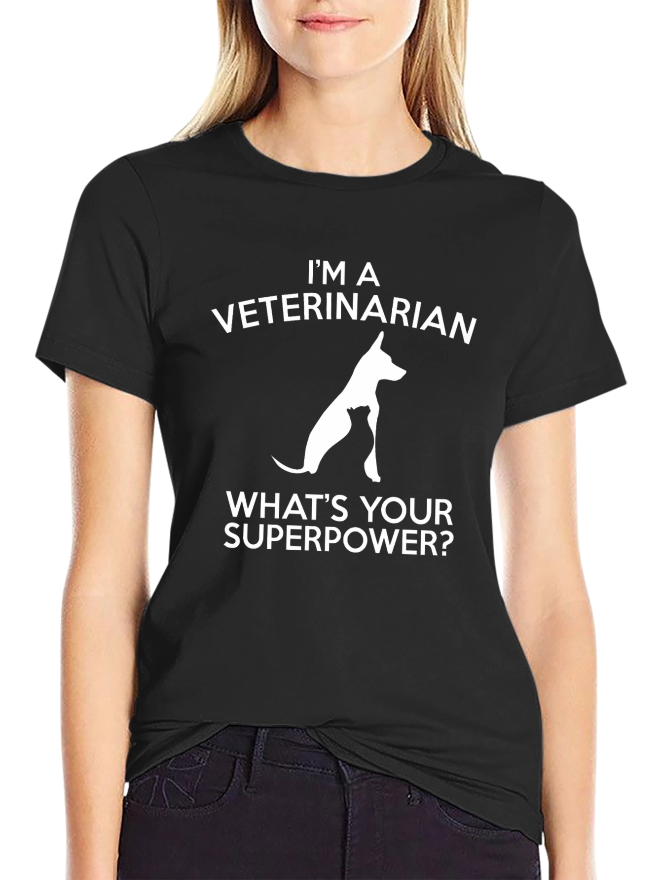 Veterinarian Superpower Graphic T-Shirt - Black