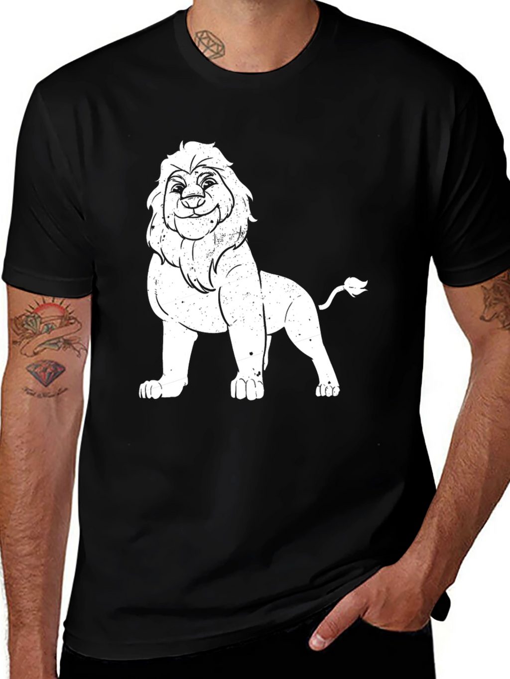 Lion Graphic Tee - Black Casual T-Shirt