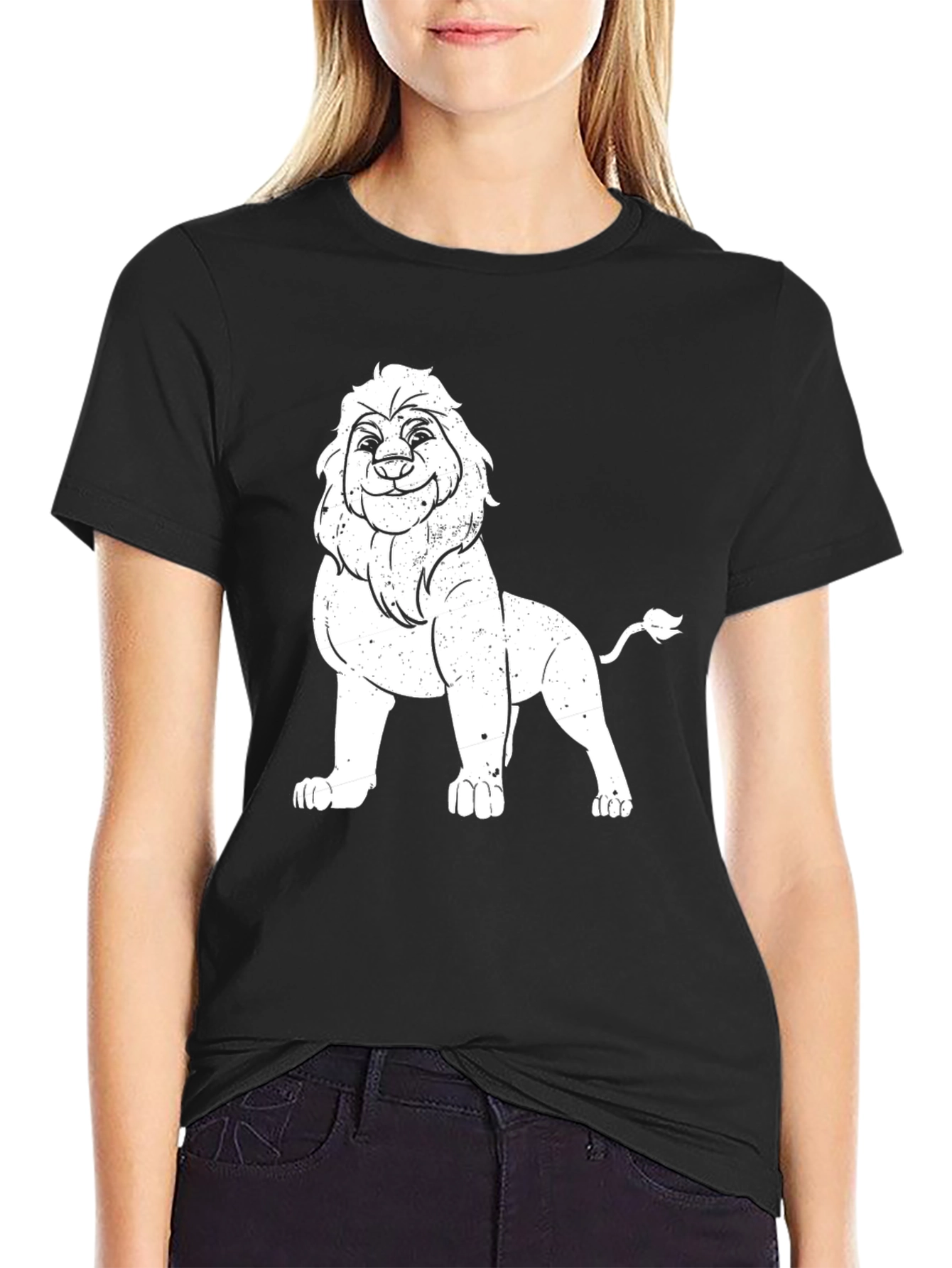 Lion Graphic Tee - Black Casual T-Shirt