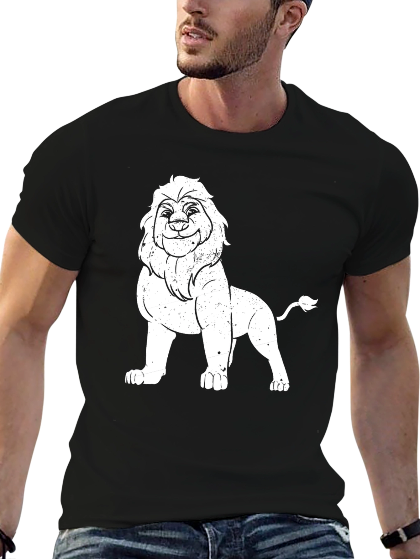 Lion Graphic Tee - Black Casual T-Shirt