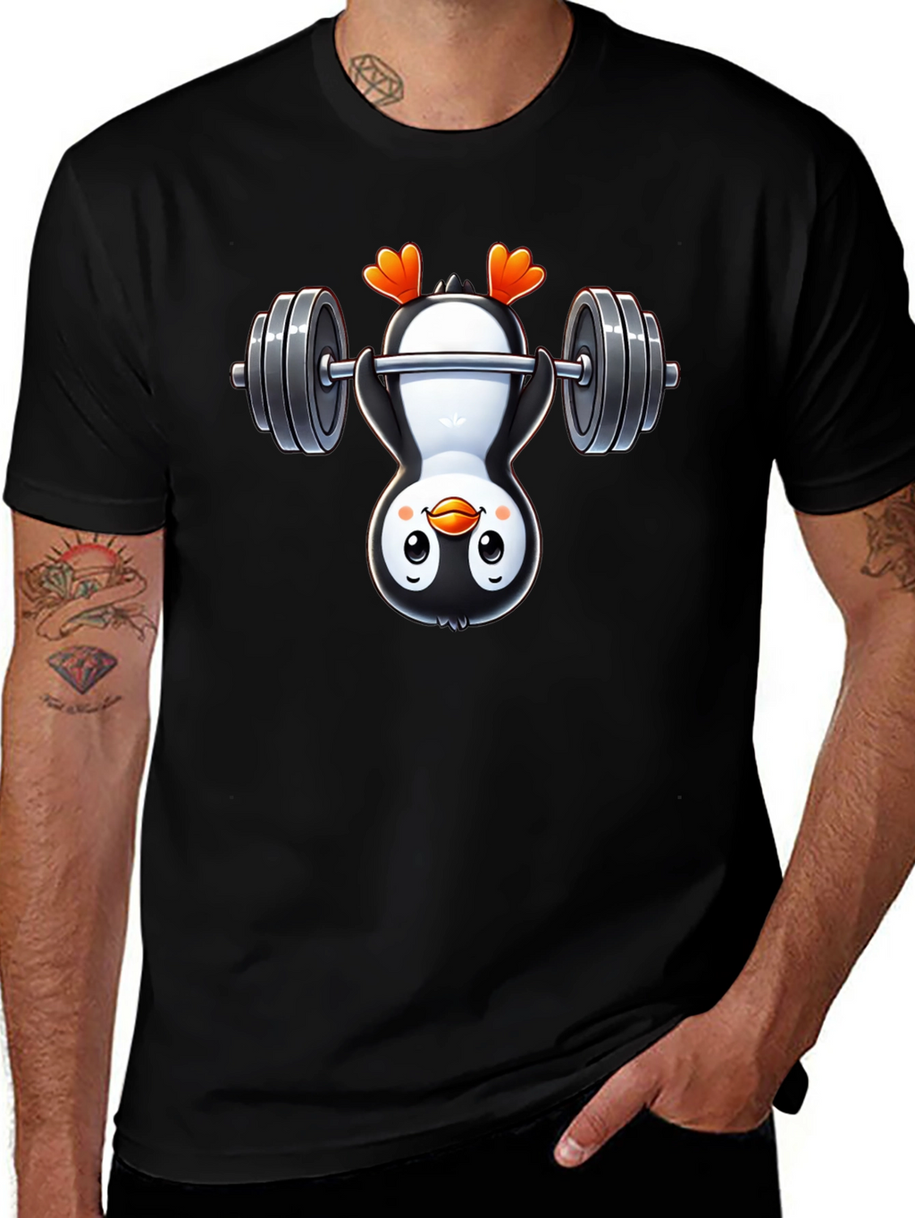 Penguin Gymnast T-Shirt - Black Cotton Tee