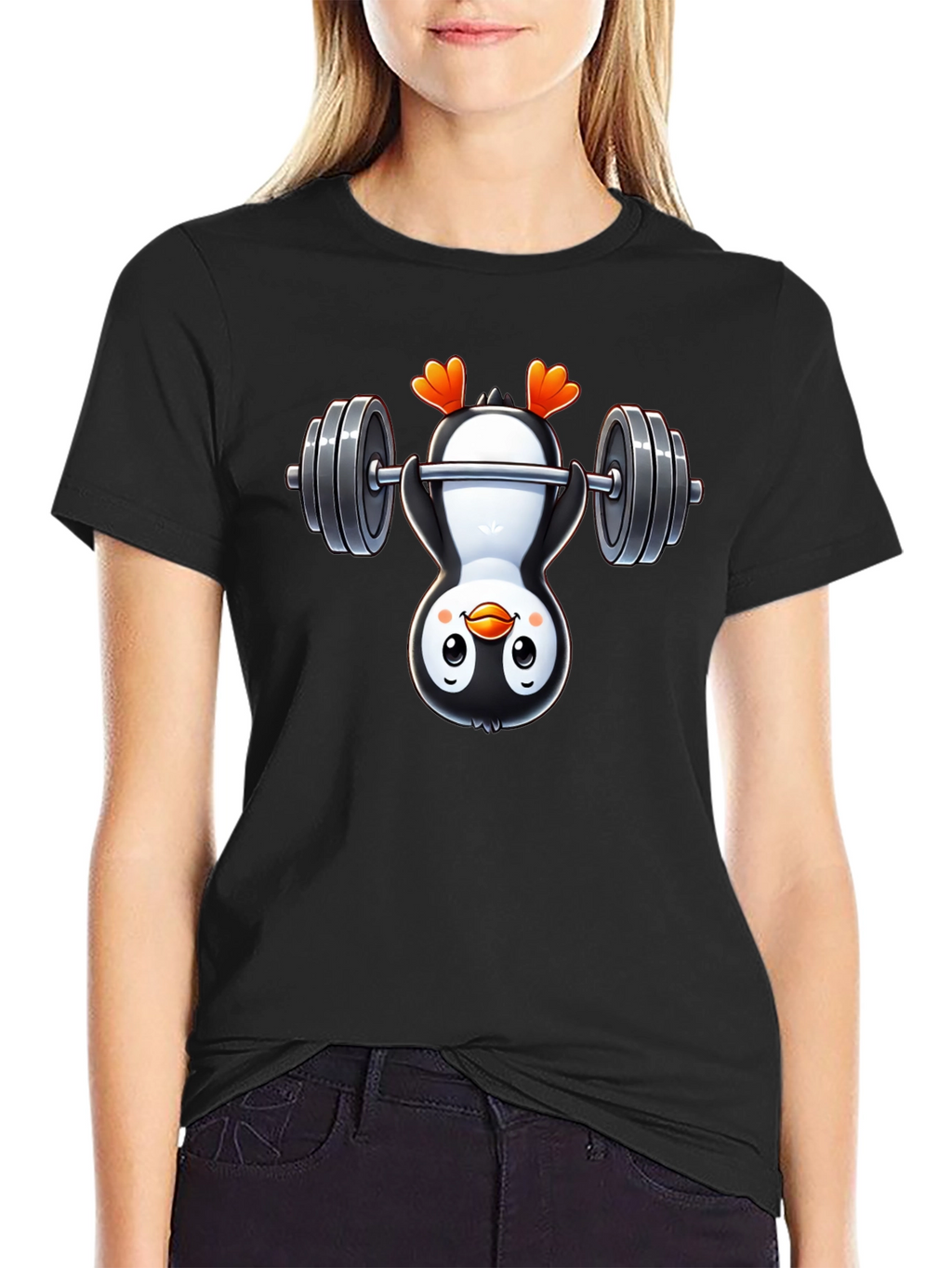 Penguin Gymnast T-Shirt - Black Cotton Tee