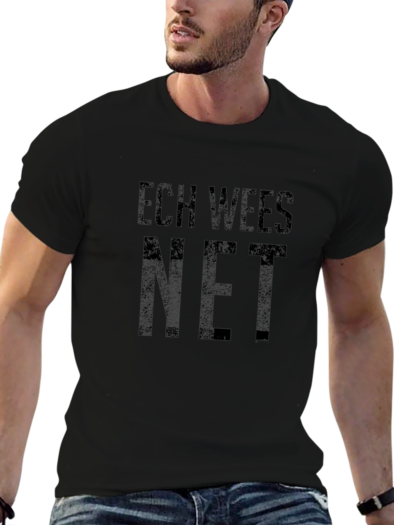 Ech Wees Net Mens Black Graphic Tee Shirt