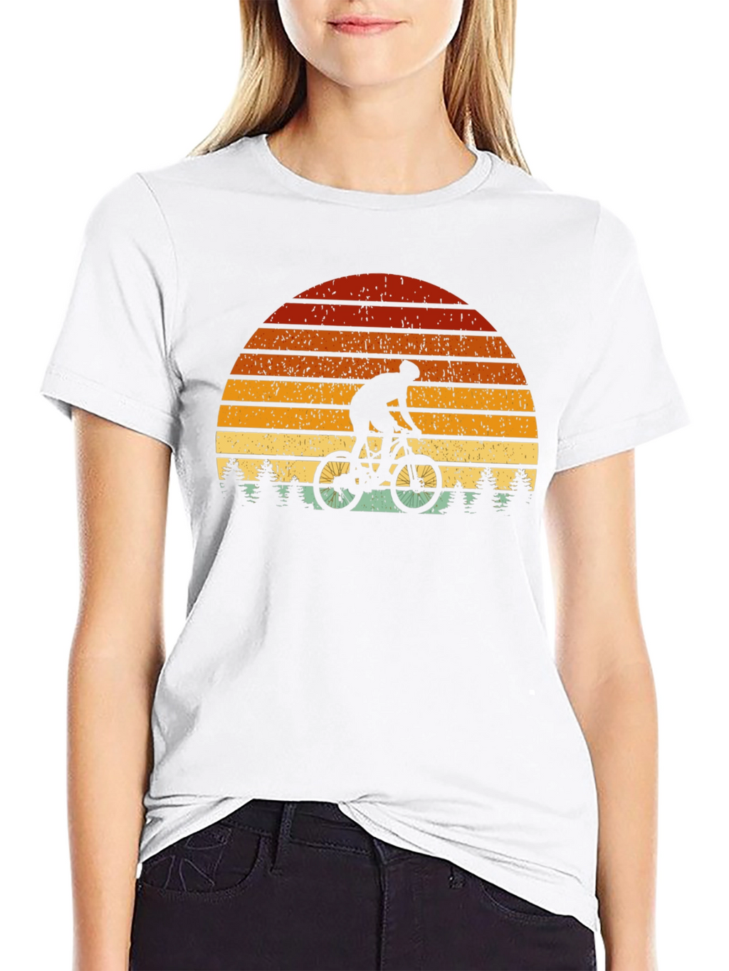 Retro Biker Sunset T-Shirt - Mountain Biking Tee
