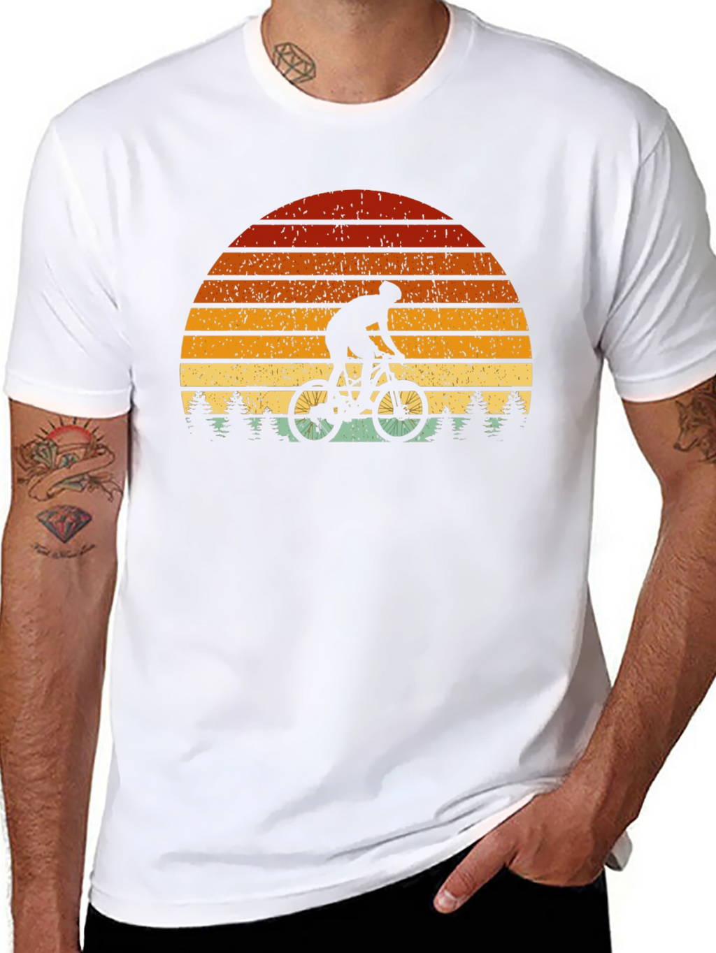 Retro Biker Sunset T-Shirt - Mountain Biking Tee