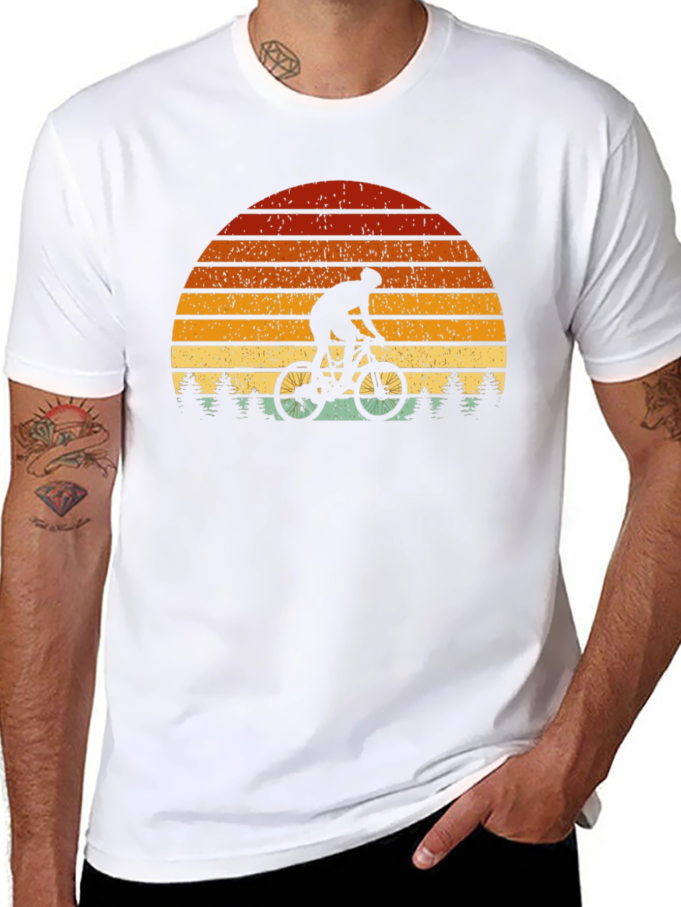 Retro Biker Sunset T-Shirt - Mountain Biking Tee