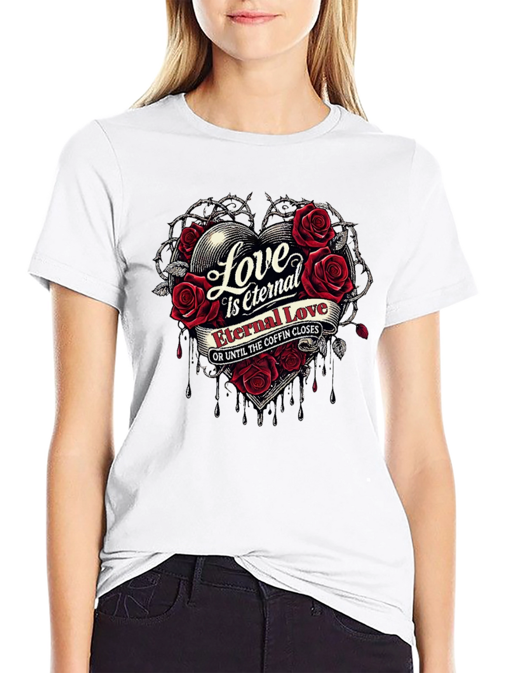 Eternal Love Graphic T-Shirt - Gothic Romantic Style