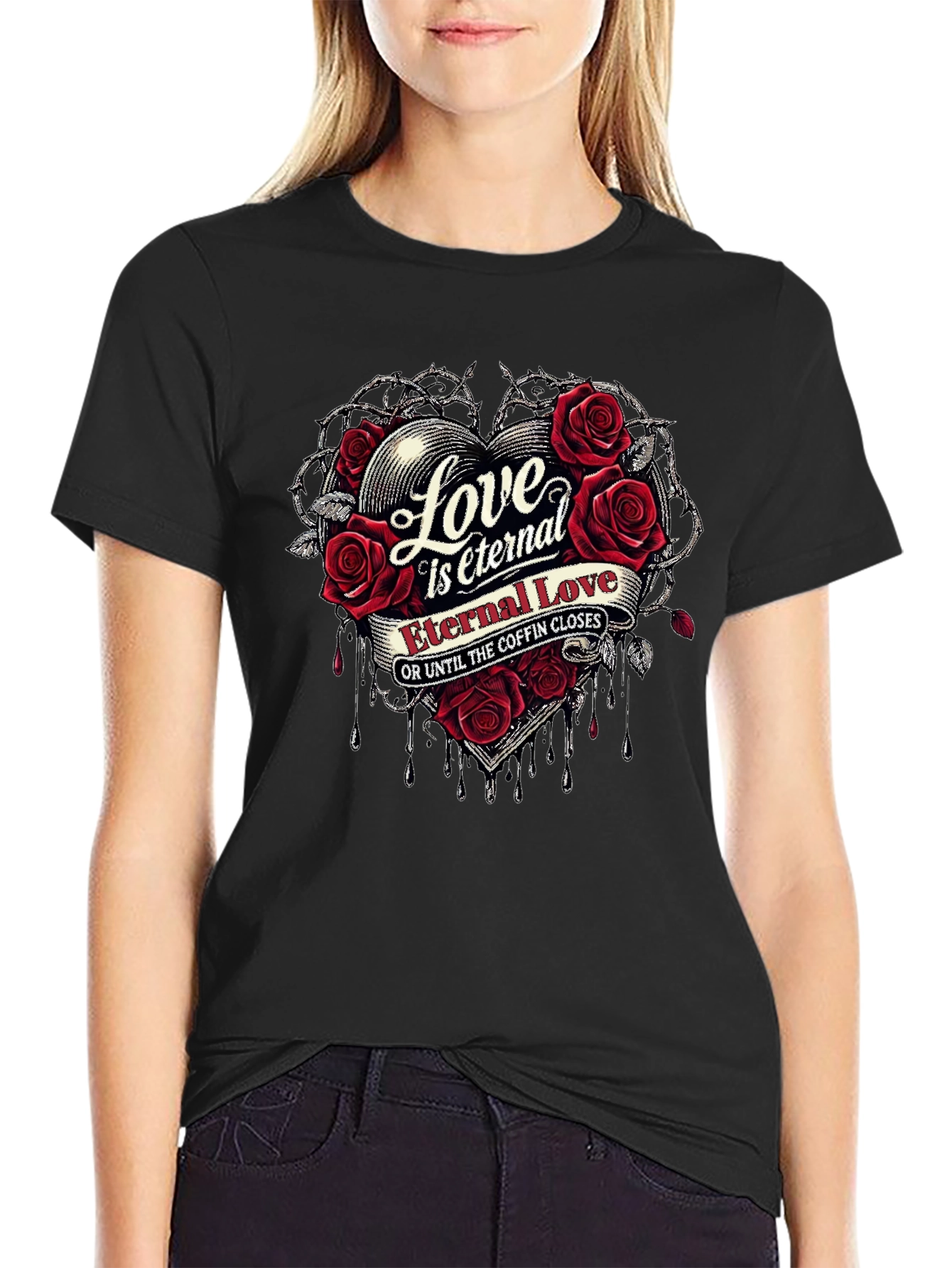 Eternal Love Graphic T-Shirt - Gothic Romantic Style