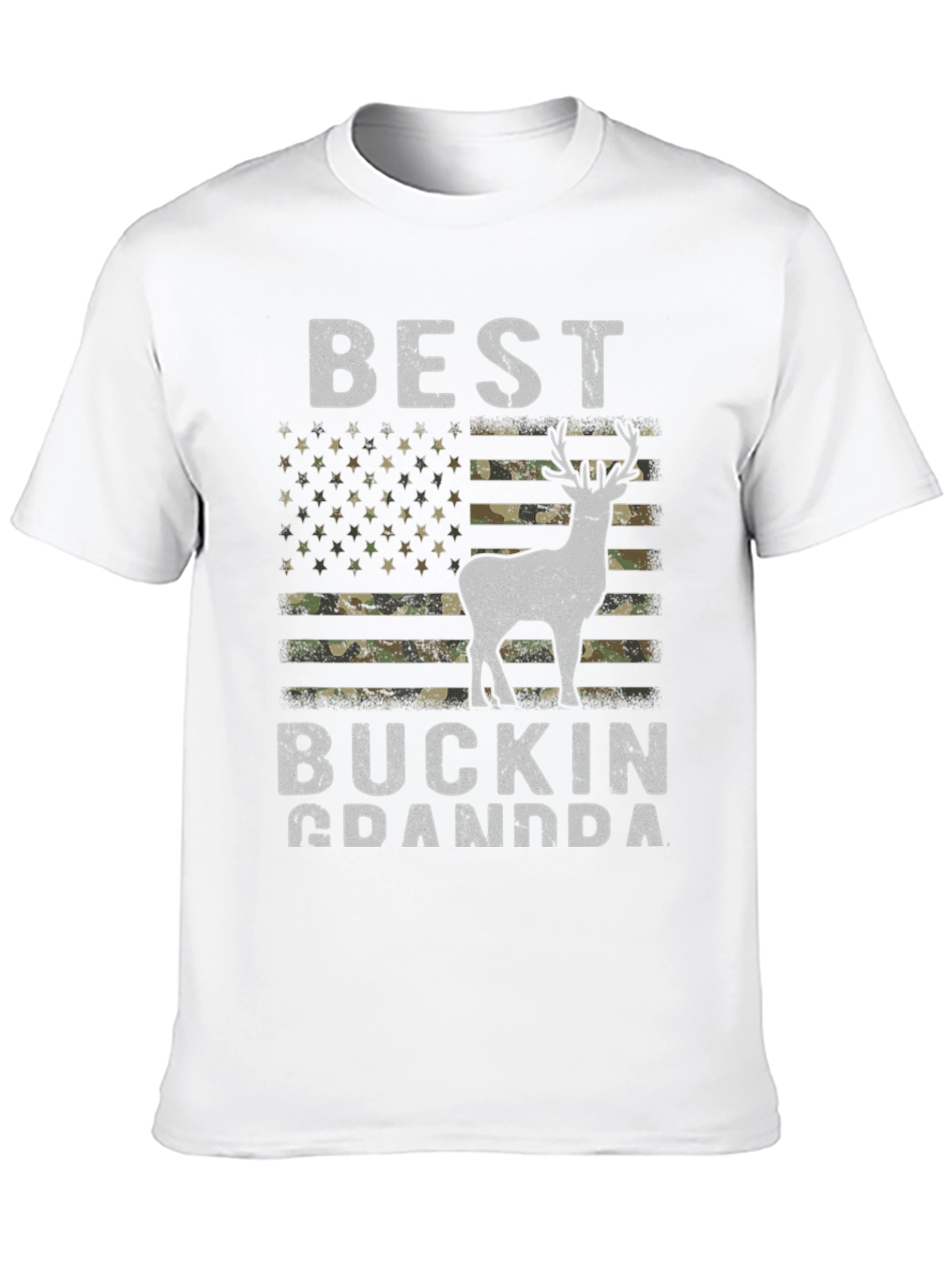Best Buckin Grandpa Camo USA Flag T-Shirt