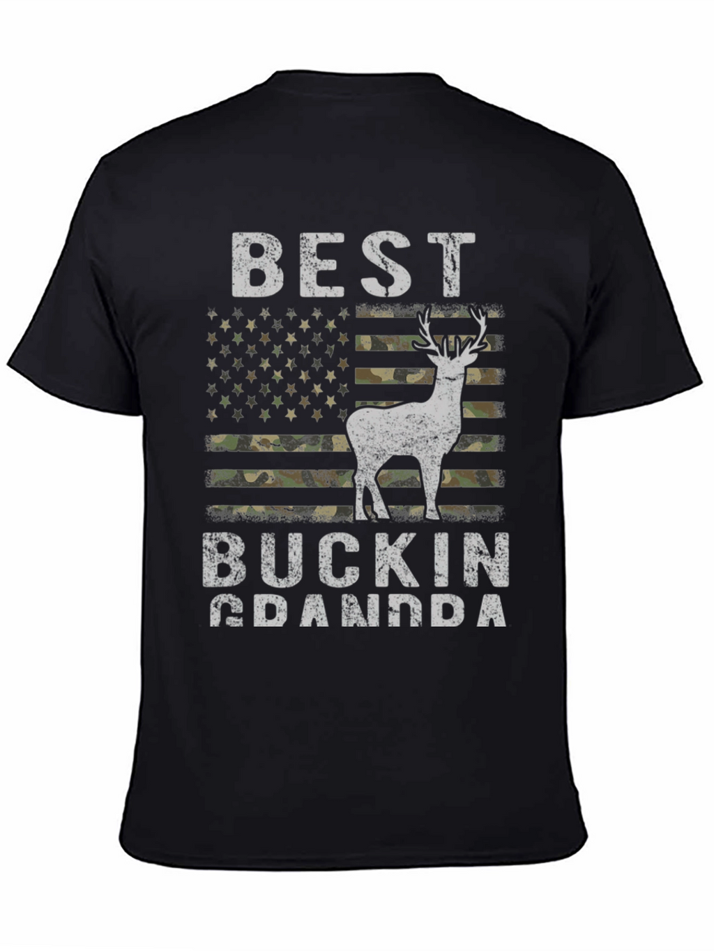 Best Buckin Grandpa Camo USA Flag T-Shirt