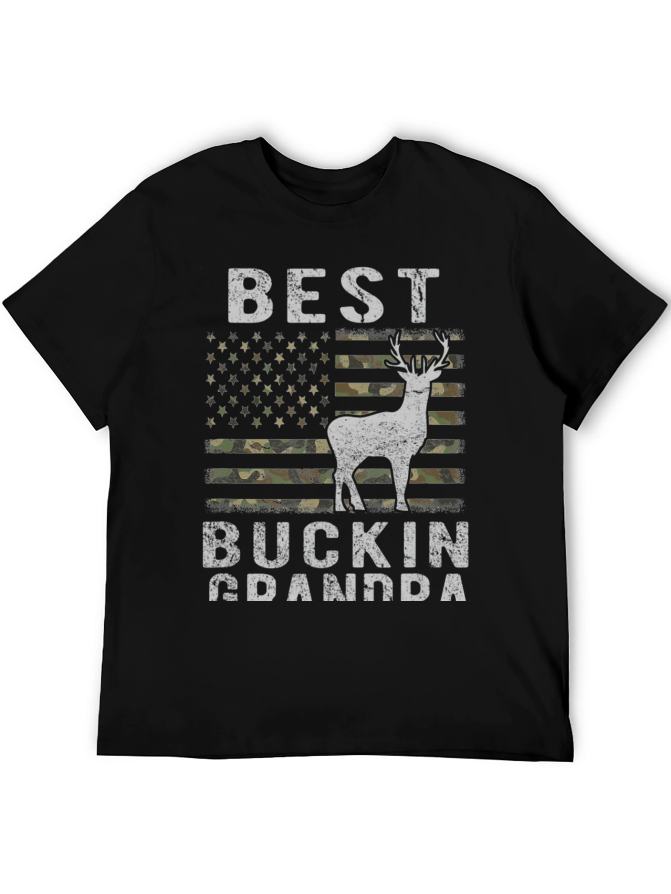Best Buckin Grandpa Camo USA Flag T-Shirt