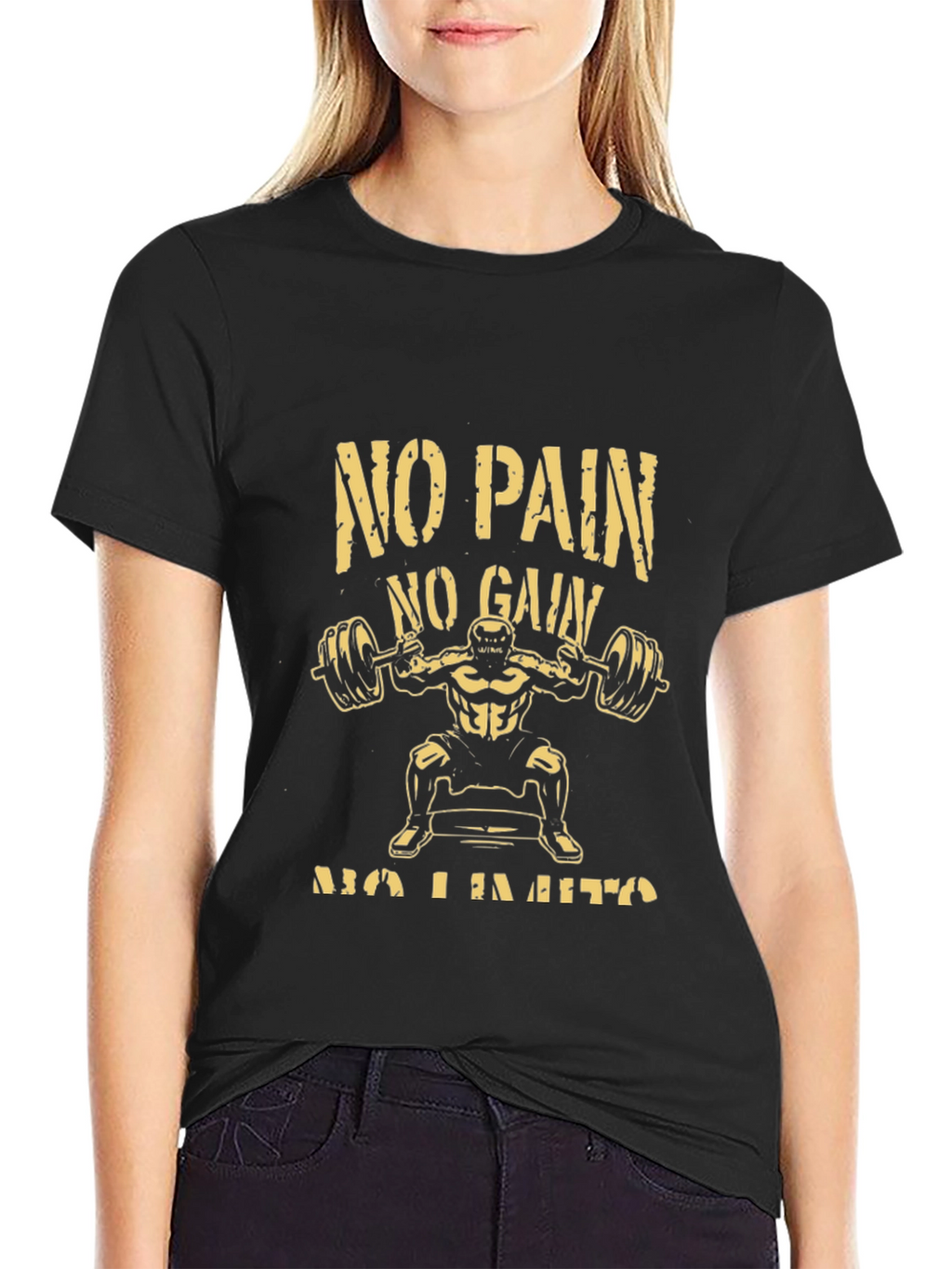No Pain No Gain Black Graphic T-Shirt