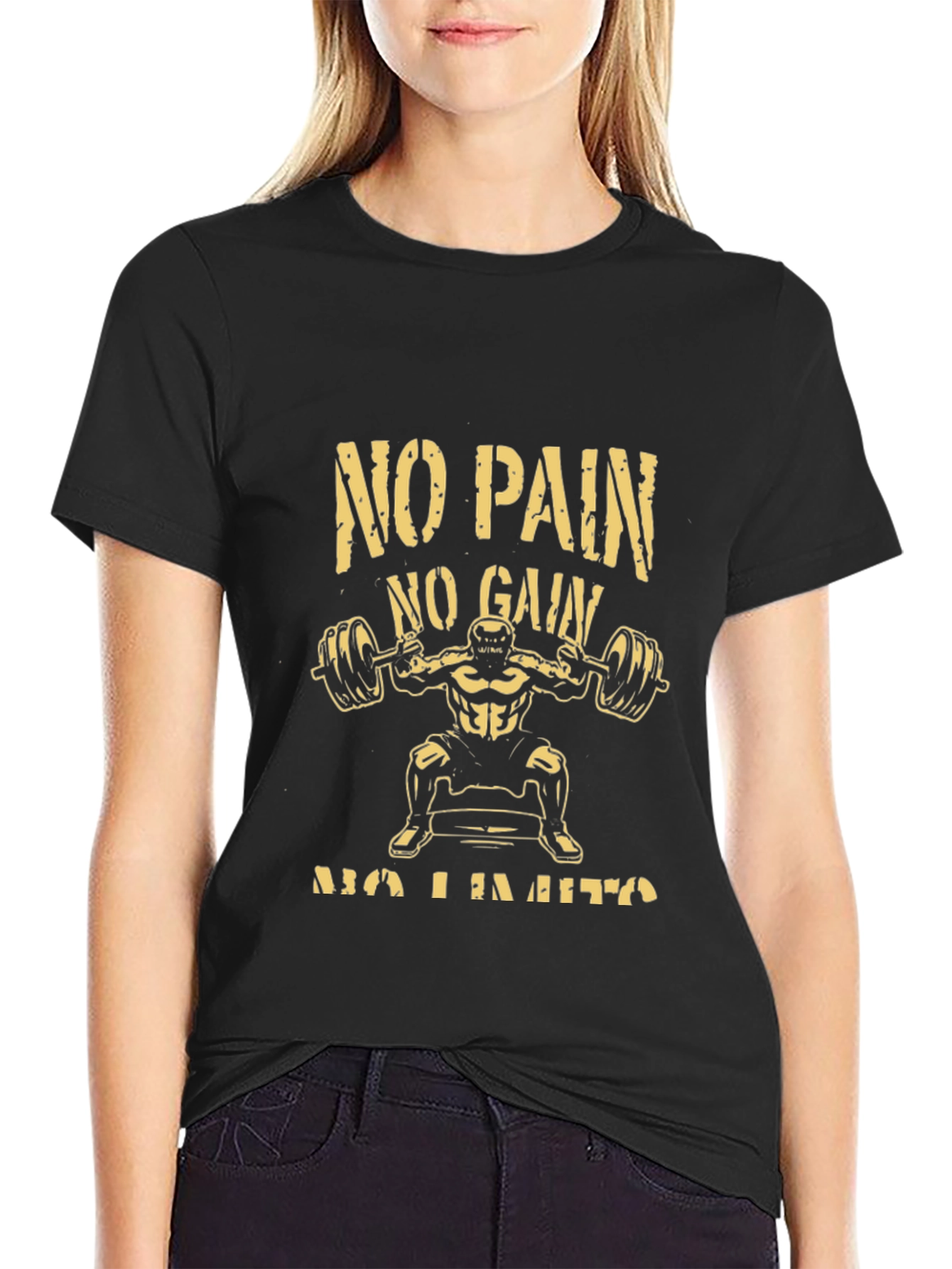 No Pain No Gain Black Graphic T-Shirt