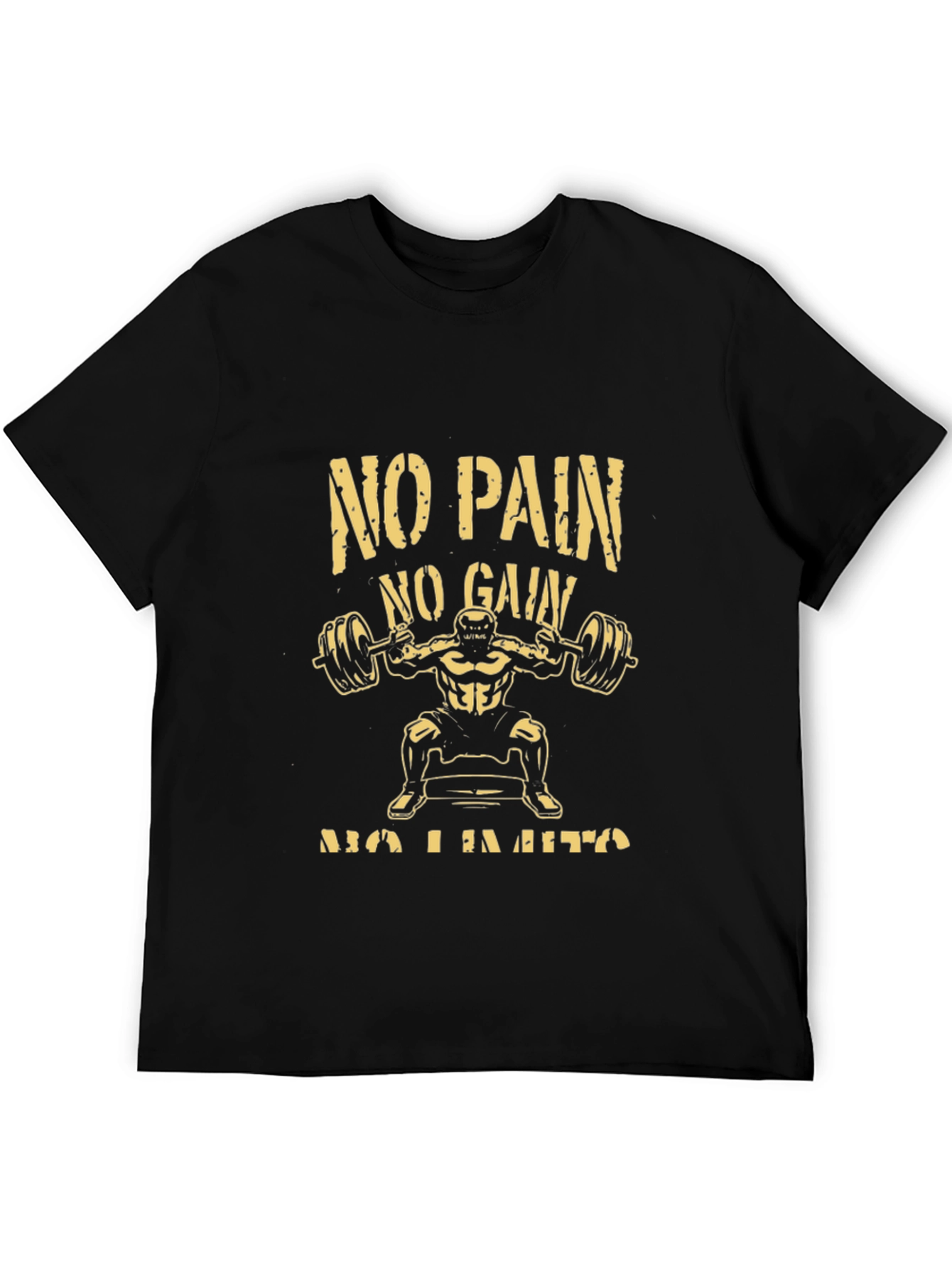 No Pain No Gain Black Graphic T-Shirt