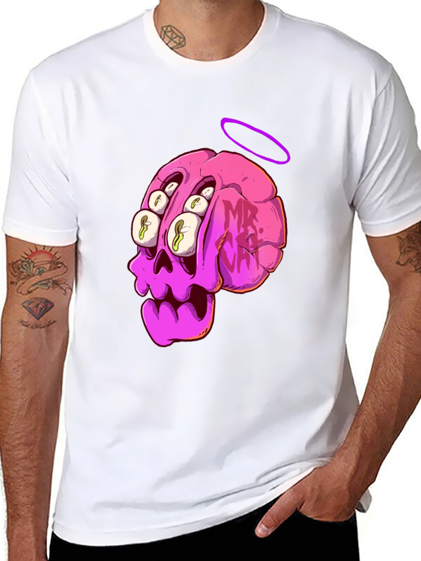 Skull Brain Graphic Tee - Unique Art T-Shirt