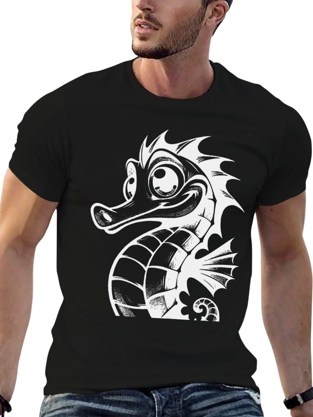 Seahorse Graphic Tee - Black