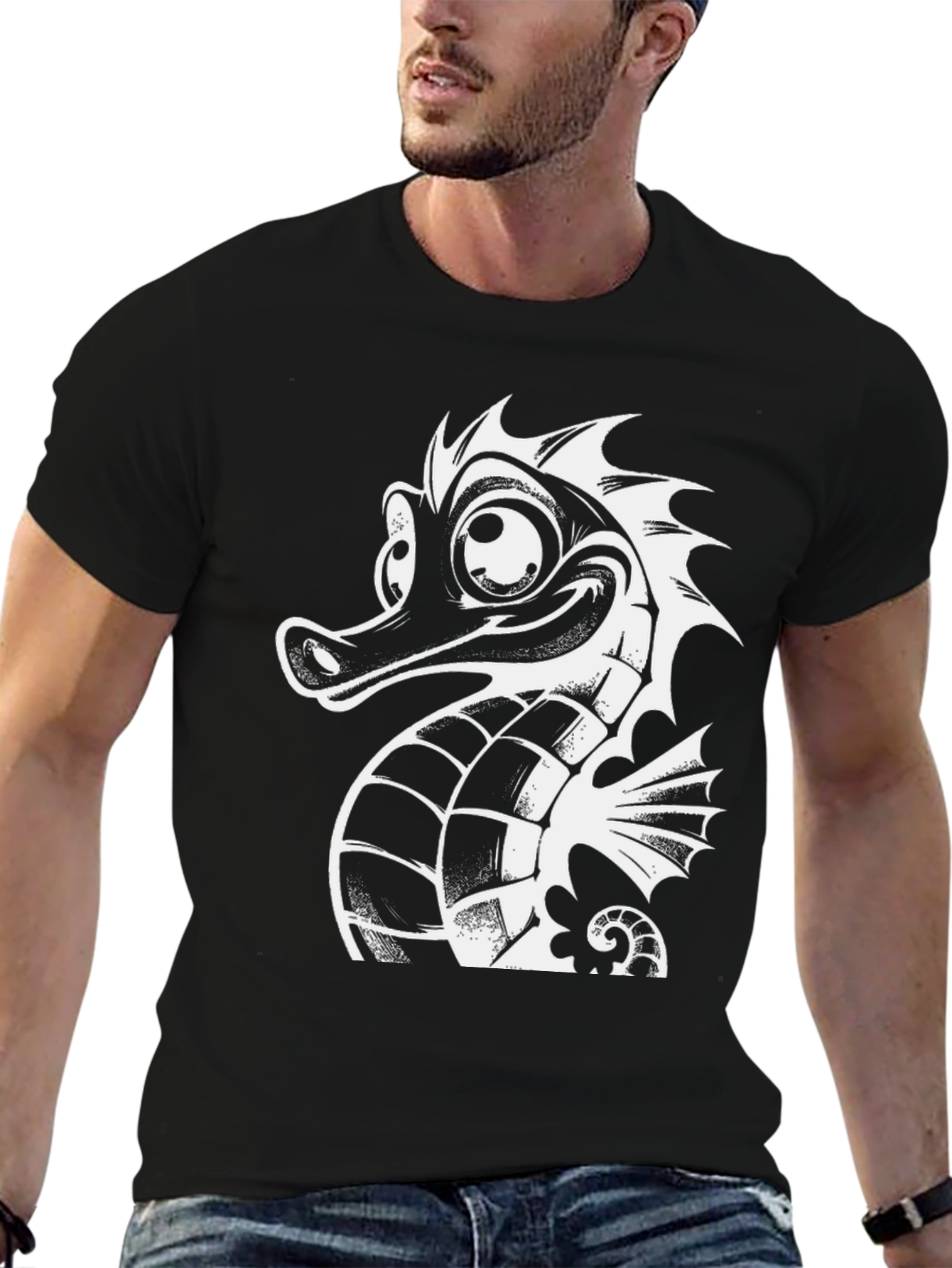 Seahorse Graphic Tee - Black