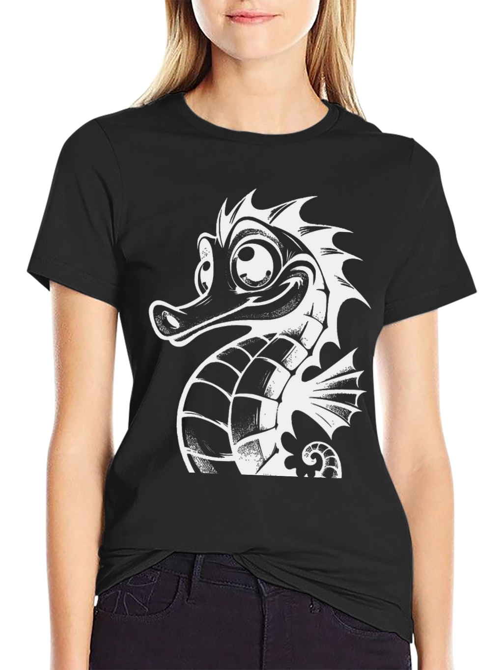 Seahorse Graphic Tee - Black