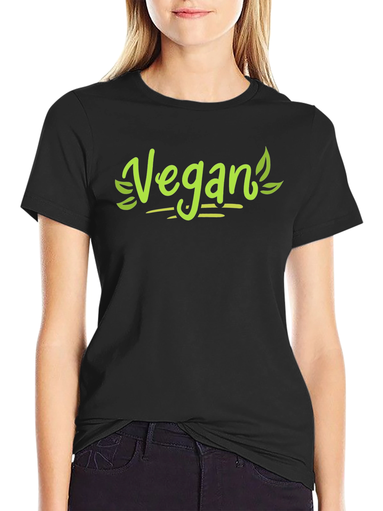 Vegan Graphic Tee - Black Cotton Blend T-Shirt