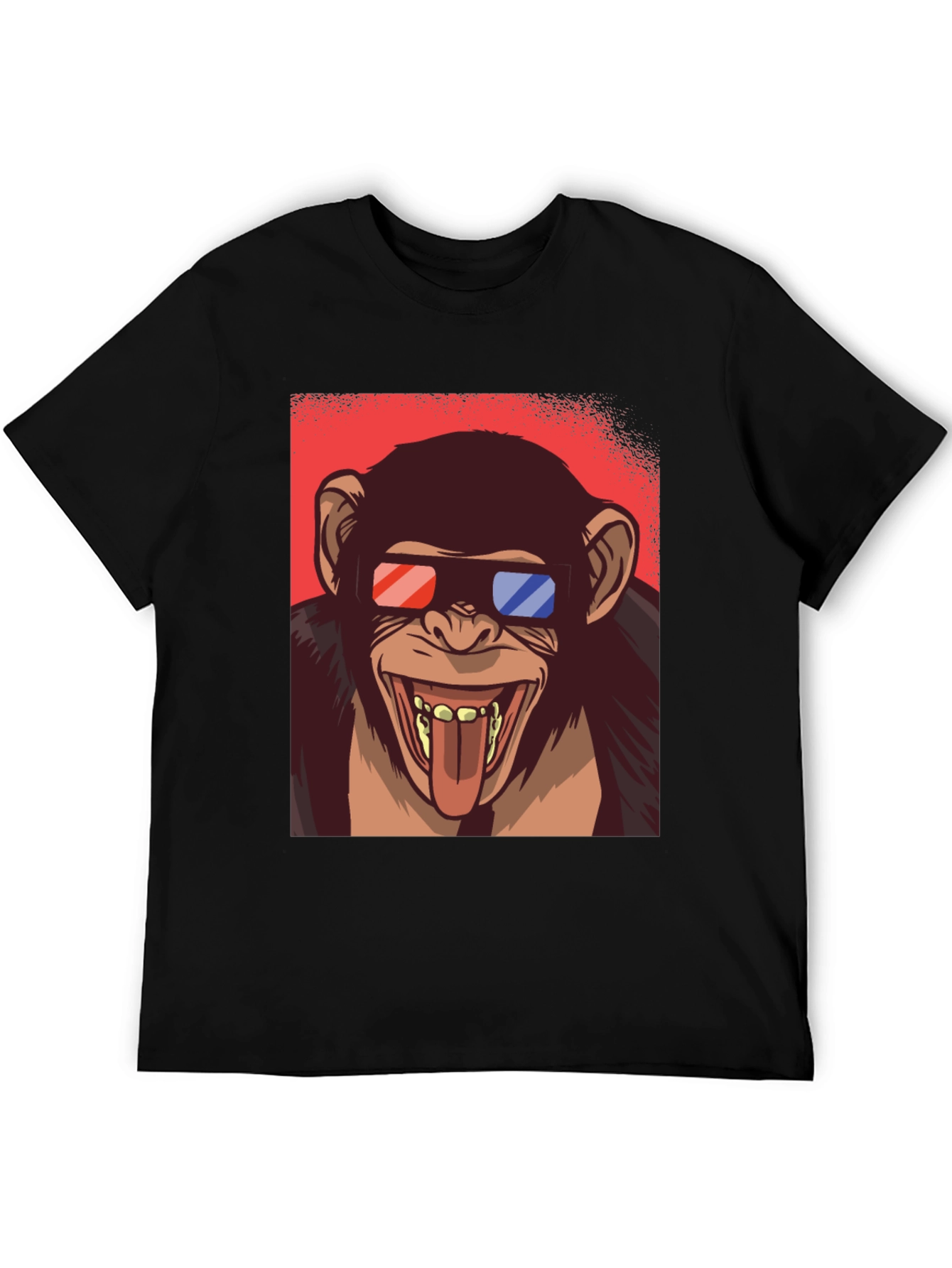 Funny Monkey 3D Glasses Graphic T-Shirt