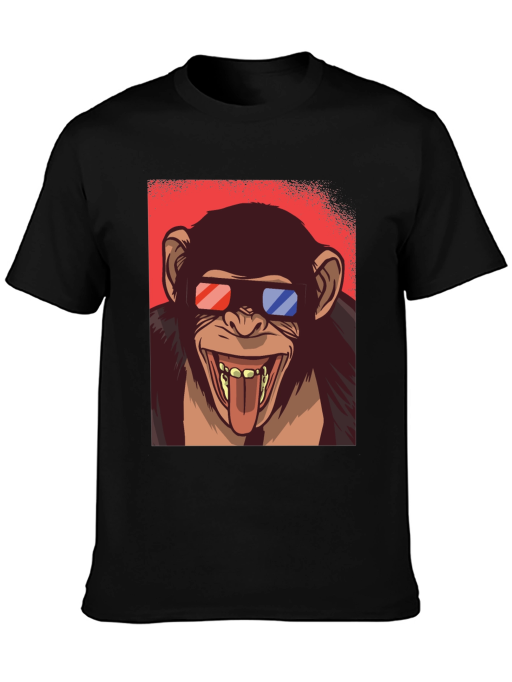 Funny Monkey 3D Glasses Graphic T-Shirt