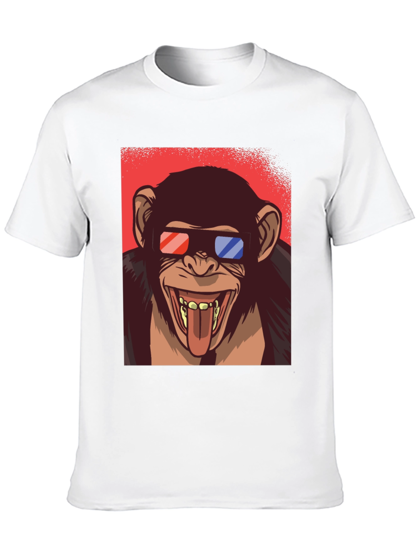Funny Monkey 3D Glasses Graphic T-Shirt