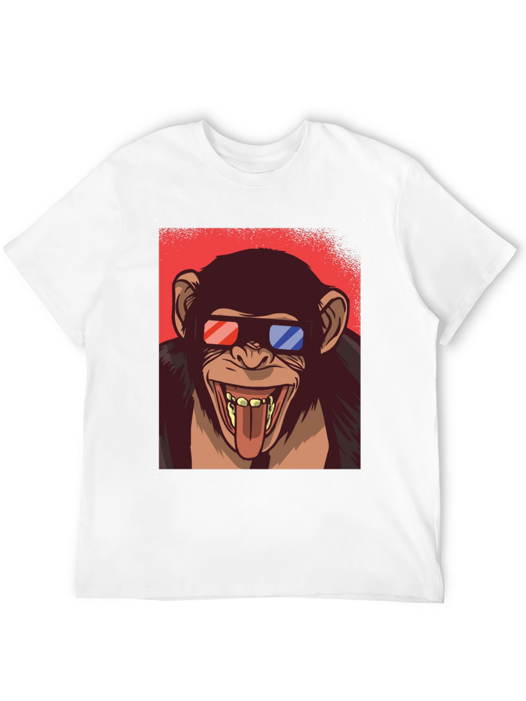 Funny Monkey 3D Glasses Graphic T-Shirt