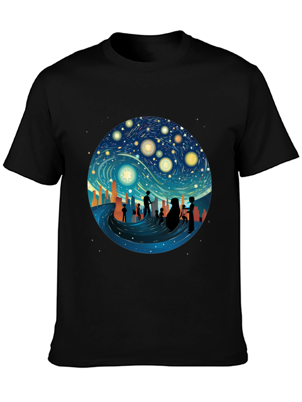 Starry Night Silhouette T-Shirt - Unique Graphic Tee