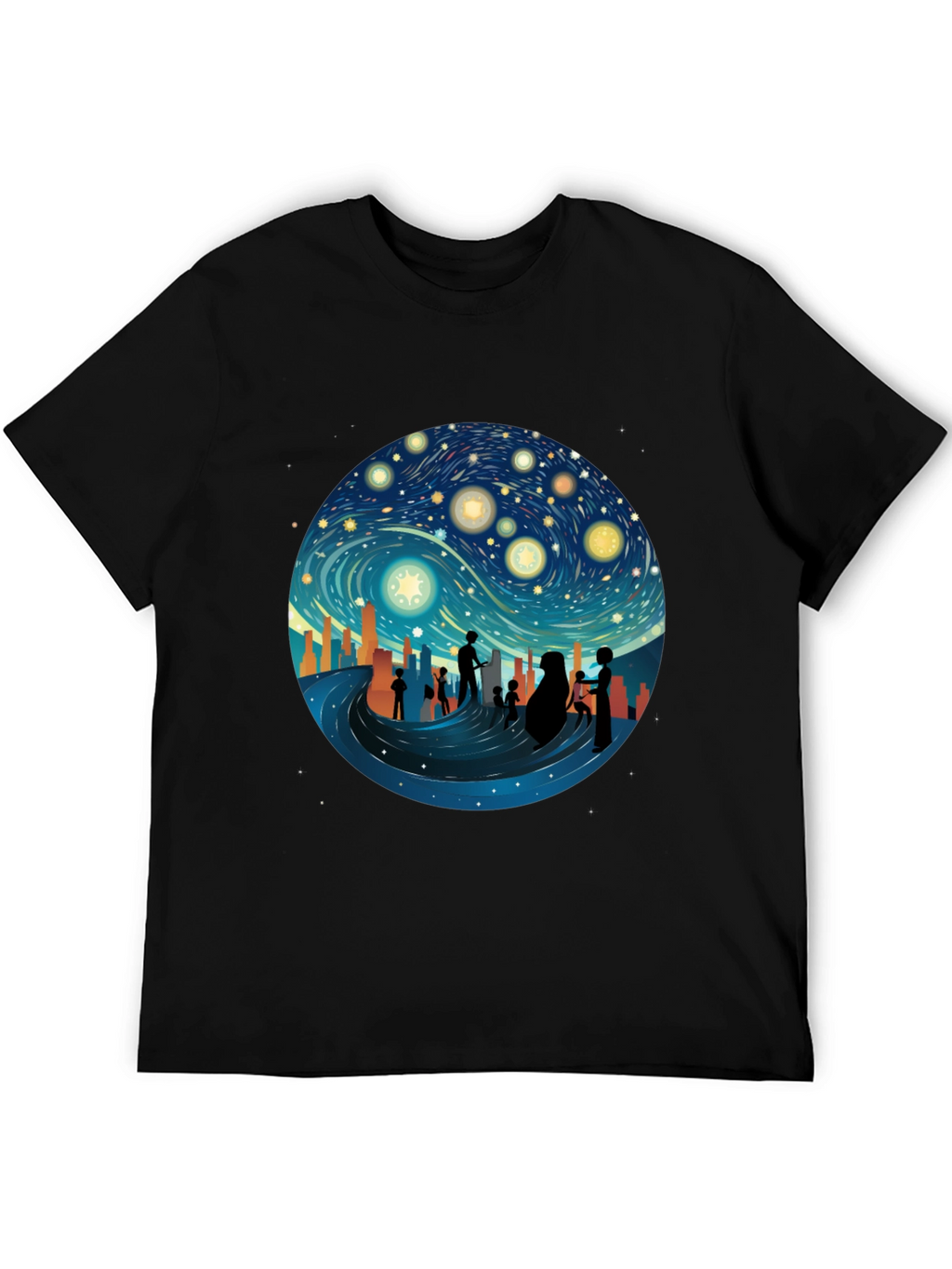 Starry Night Silhouette T-Shirt - Unique Graphic Tee