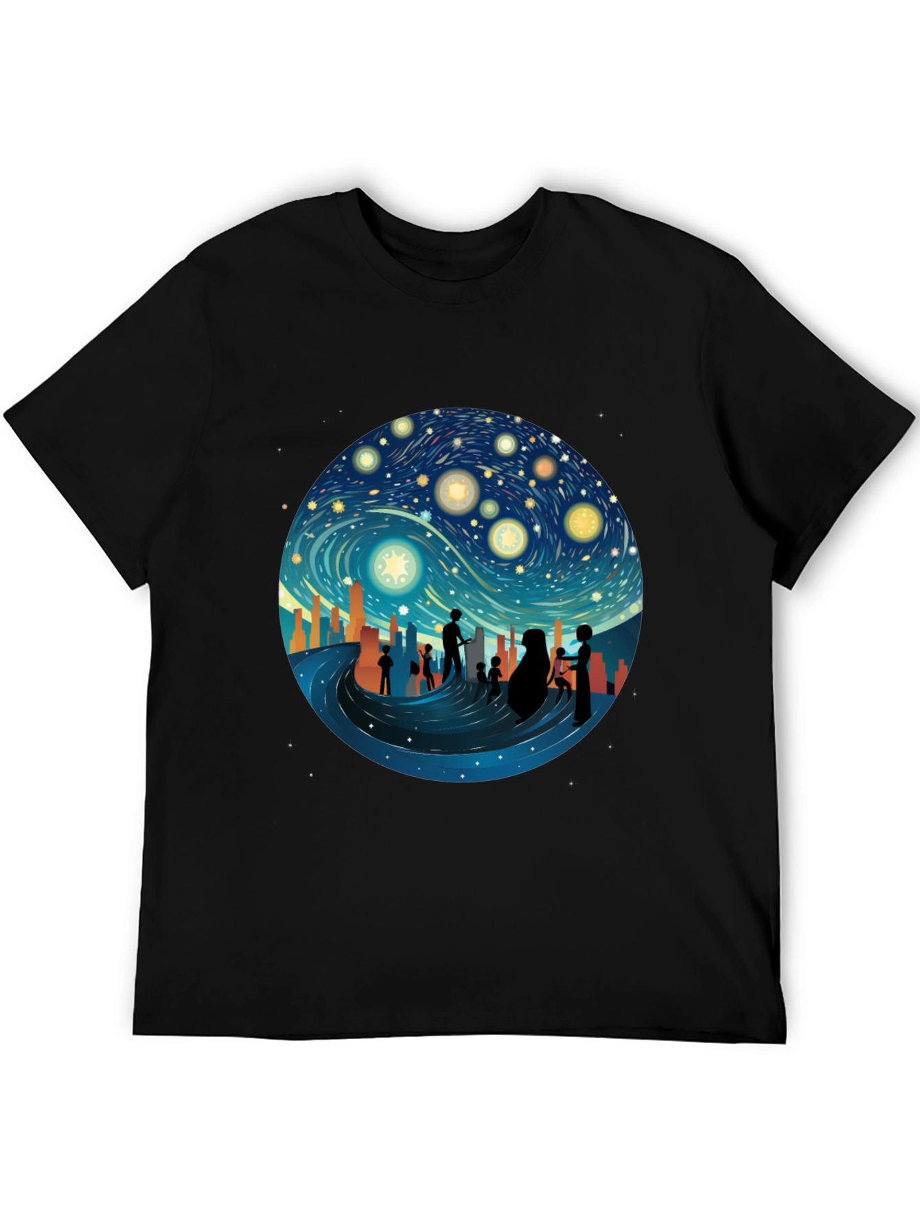 Starry Night Silhouette T-Shirt - Unique Graphic Tee