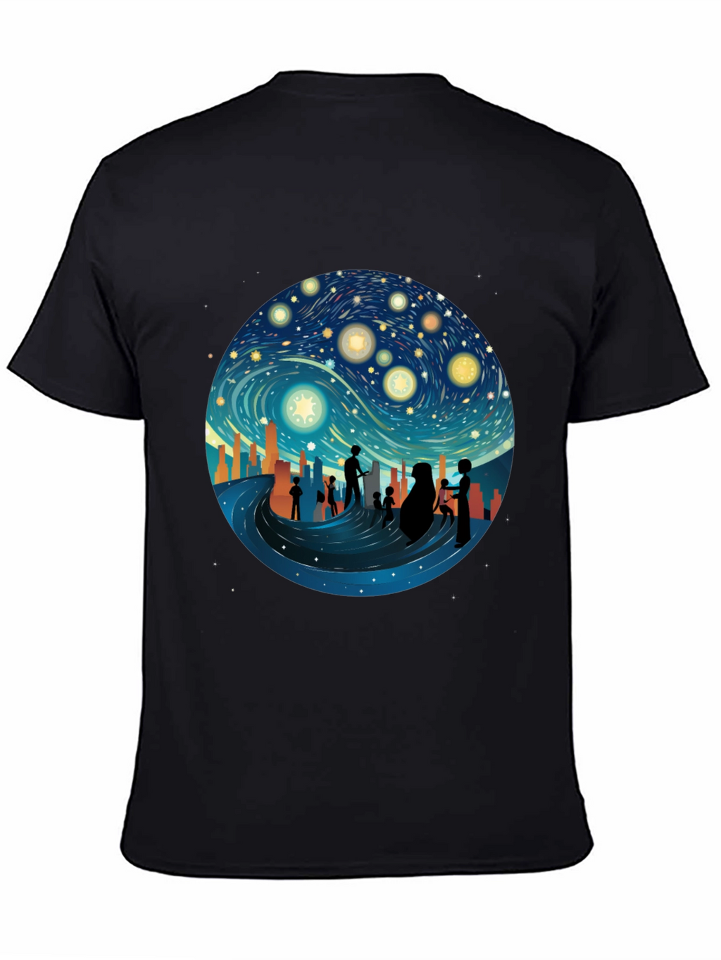 Starry Night Silhouette T-Shirt - Unique Graphic Tee