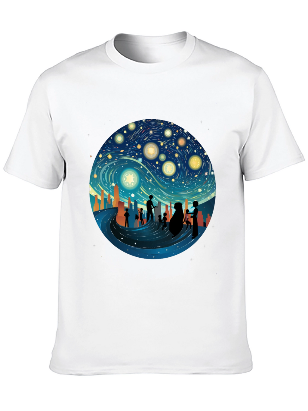 Starry Night Silhouette T-Shirt - Unique Graphic Tee