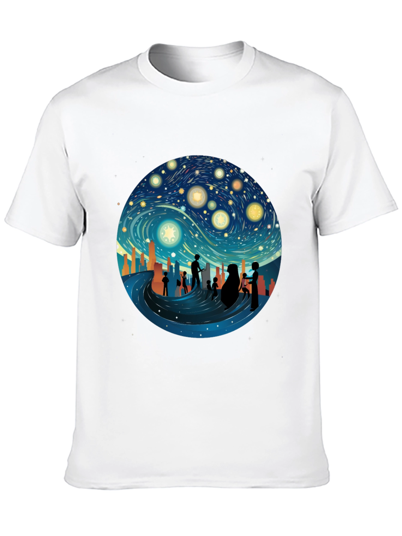 Starry Night Silhouette T-Shirt - Unique Graphic Tee