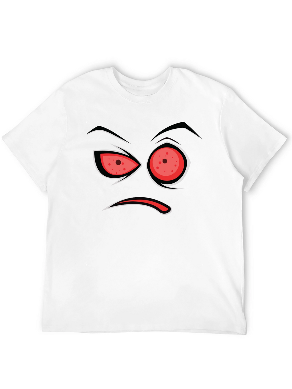 Mens Black T-Shirt with Angry Face Design