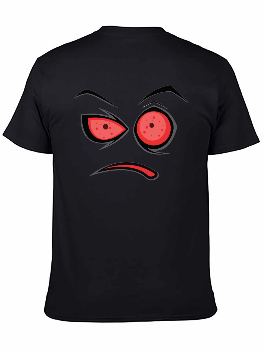 Mens Black T-Shirt with Angry Face Design