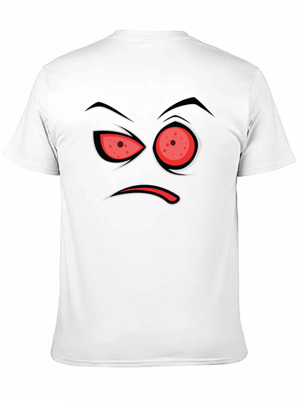 Mens Black T-Shirt with Angry Face Design