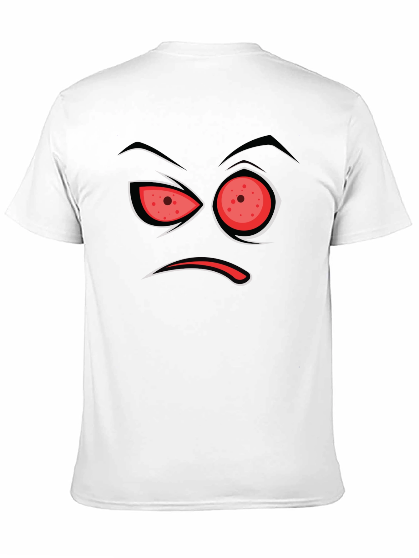 Mens Black T-Shirt with Angry Face Design
