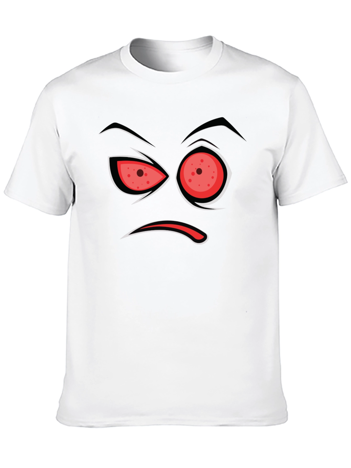 Mens Black T-Shirt with Angry Face Design