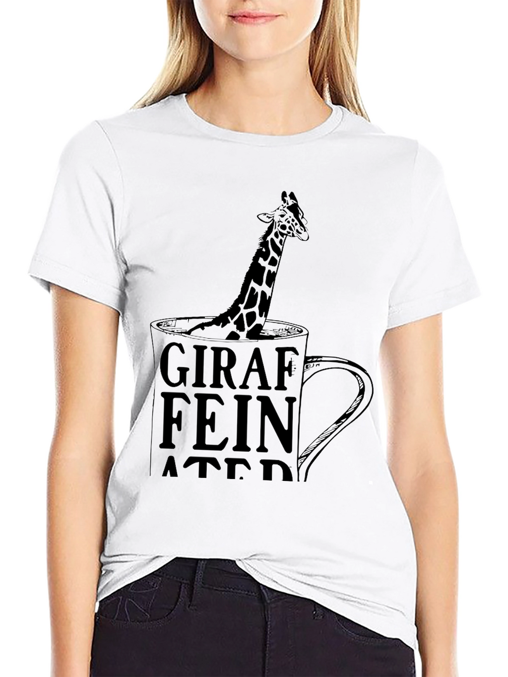 Giraffeinated Black T-Shirt - Quirky Coffee Lover Tee
