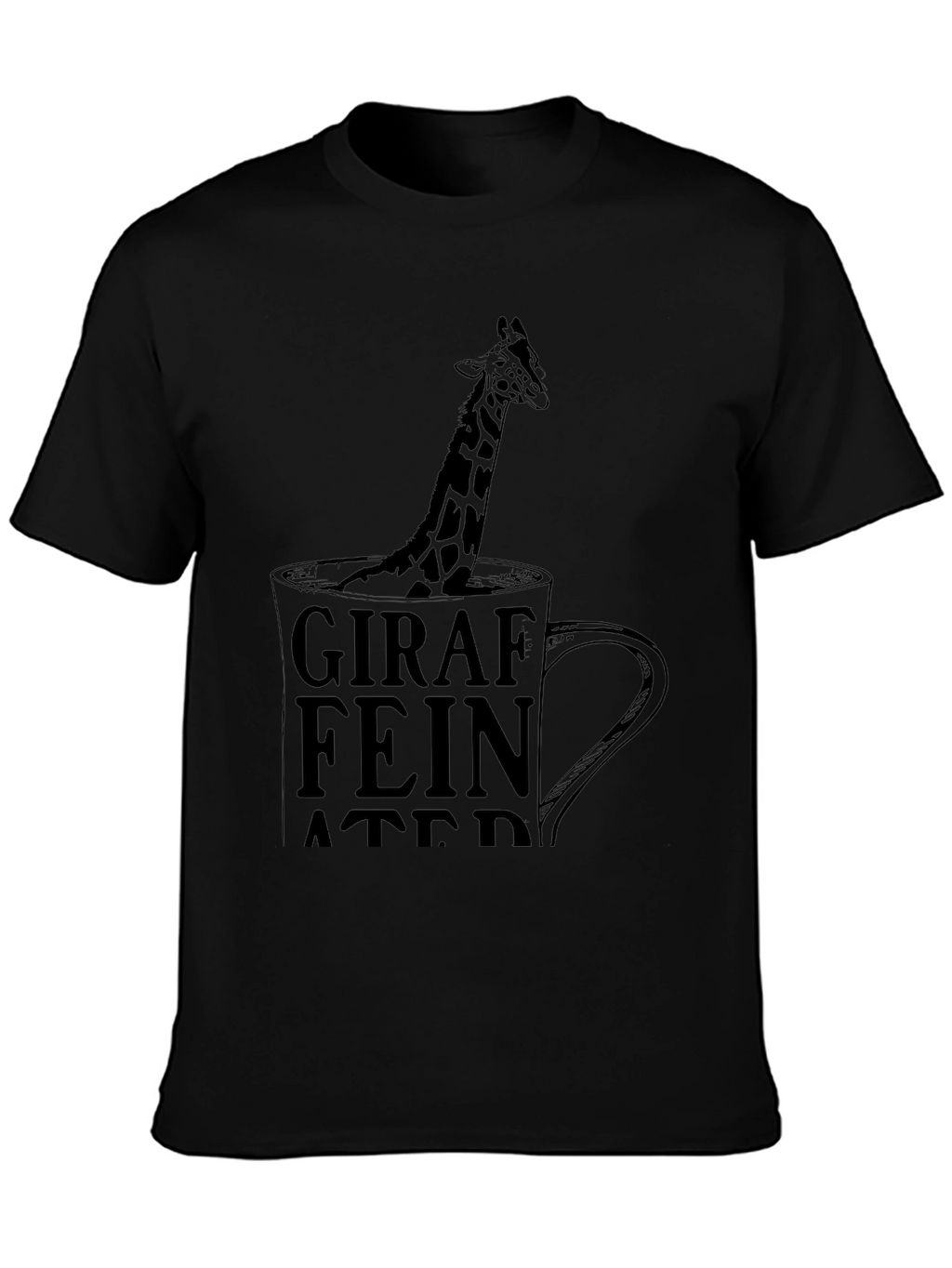 Giraffeinated Black T-Shirt - Quirky Coffee Lover Tee