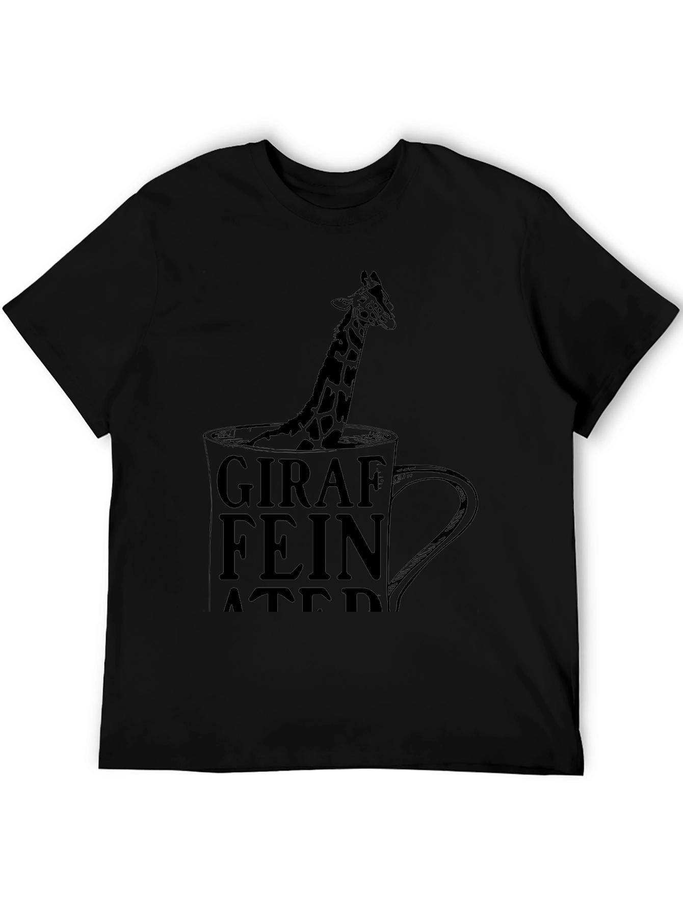 Giraffeinated Black T-Shirt - Quirky Coffee Lover Tee