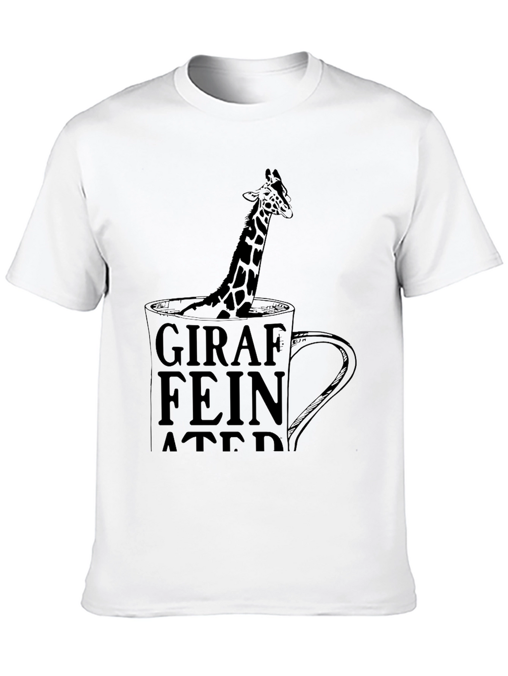 Giraffeinated Black T-Shirt - Quirky Coffee Lover Tee