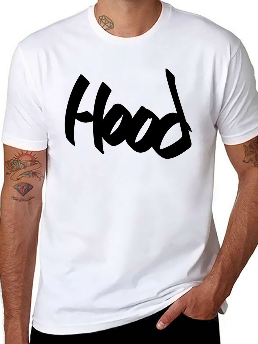 Black Hood Graphic Tee Casual Comfort Fit