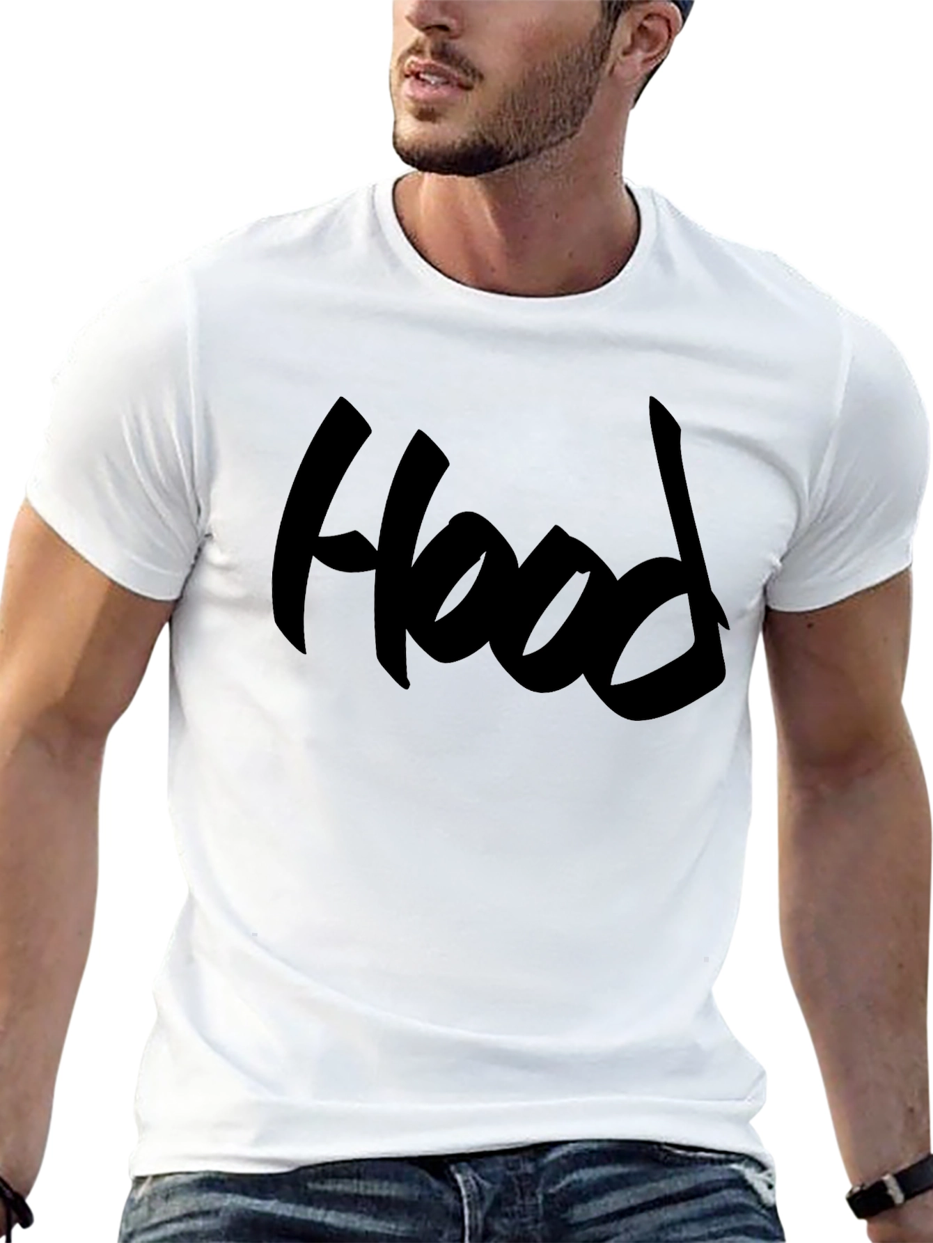 Black Hood Graphic Tee Casual Comfort Fit